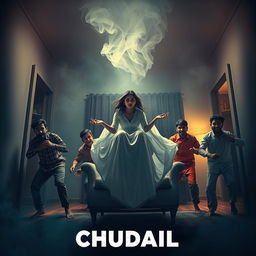 A cinematic horror comedy film poster titled 'CHUDAIL'