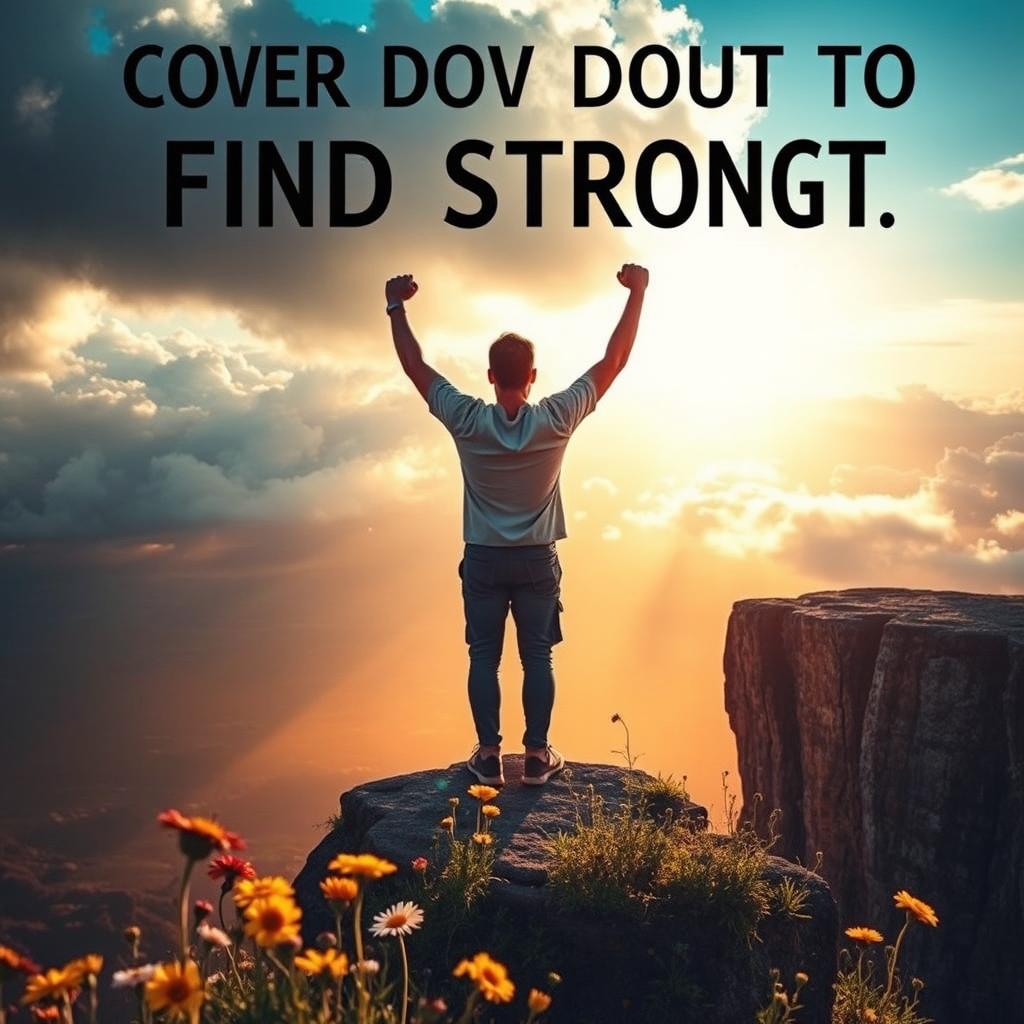 An inspiring scene depicting the theme of overcoming doubt to find strength