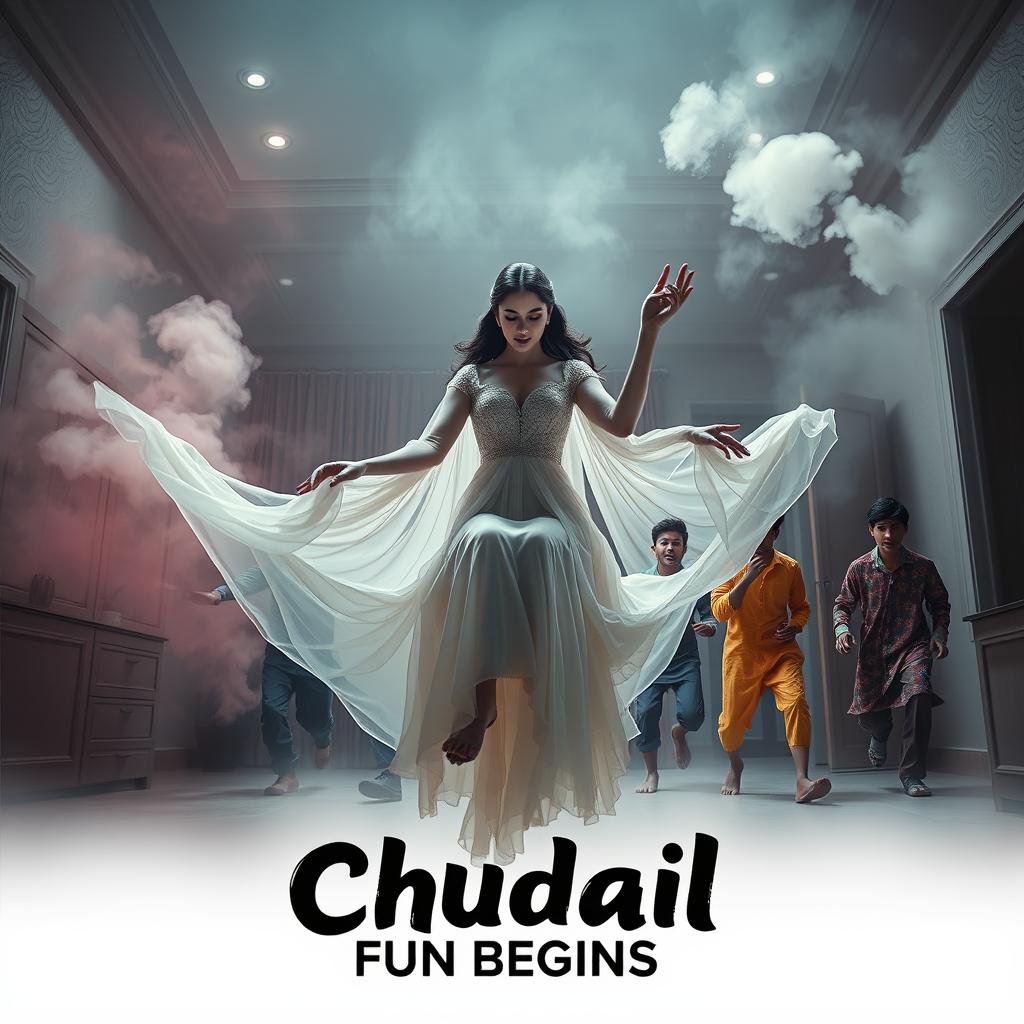 A cinematic horror comedy film poster titled 'Chudail Fun Begins'