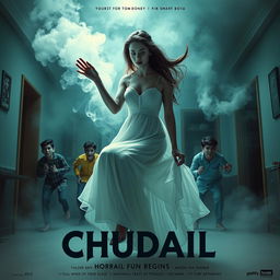 A cinematic horror comedy film poster titled 'Chudail Fun Begins'