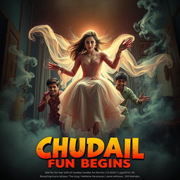 A cinematic horror comedy film poster titled 'Chudail Fun Begins'