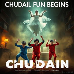 A cinematic horror comedy film poster titled 'Chudail Fun Begins'