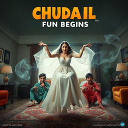 A cinematic horror comedy film poster titled 'Chudail Fun Begins'