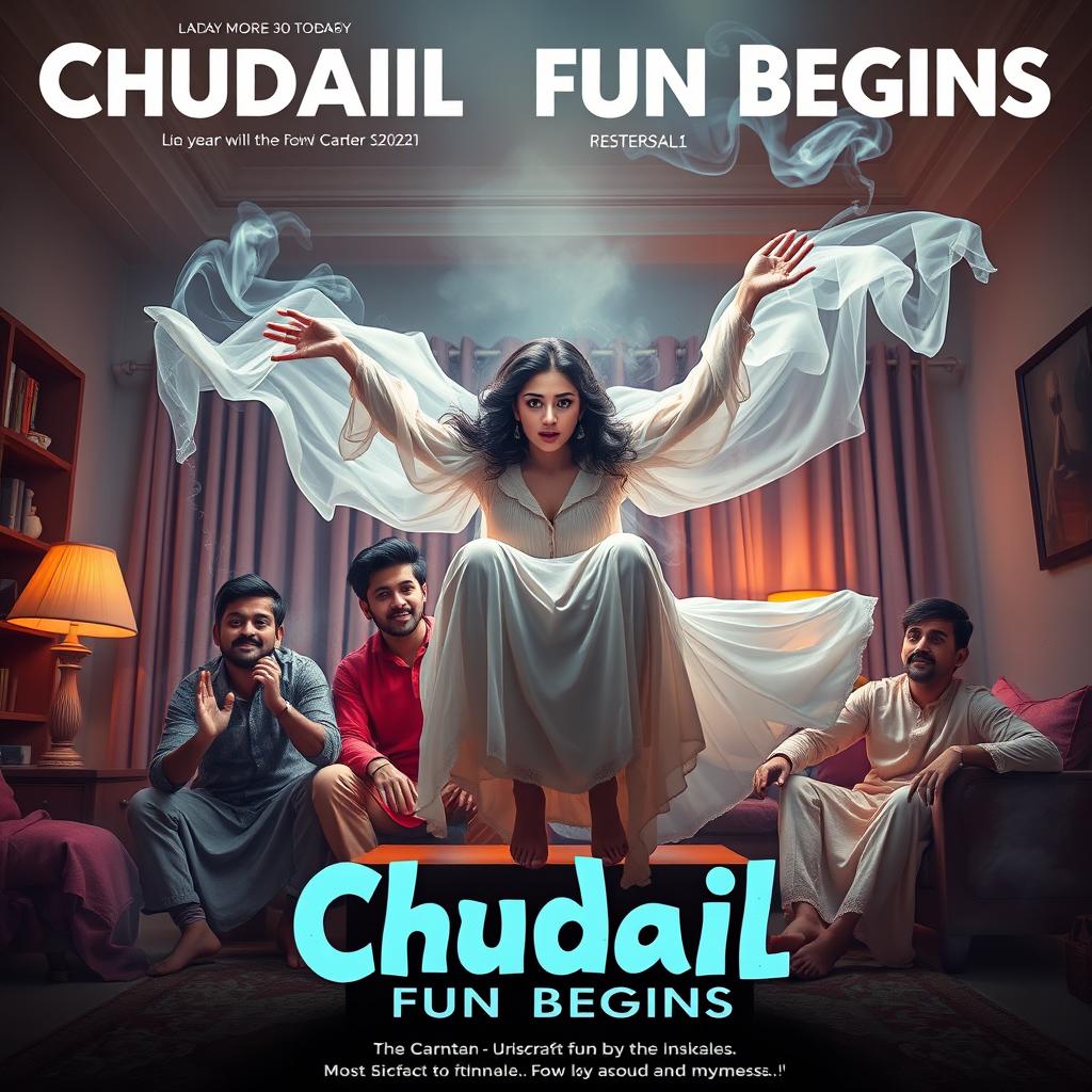 A cinematic horror comedy film poster titled 'Chudail Fun Begins'