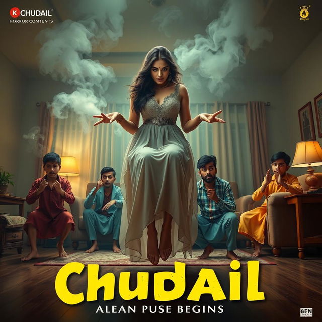 A cinematic horror comedy film poster titled 'Chudail Fun Begins'