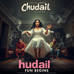 A cinematic horror comedy film poster titled 'Chudail Fun Begins'