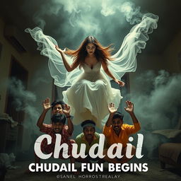 A cinematic horror comedy film poster titled 'Chudail Fun Begins'