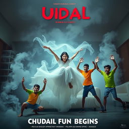 A cinematic horror comedy film poster titled 'Chudail Fun Begins'