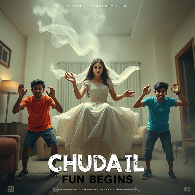 A cinematic horror comedy film poster titled 'CHUDAIL FUN BEGINS'