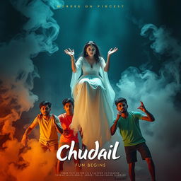 A cinematic horror comedy film poster titled 'Chudail Fun Begins'