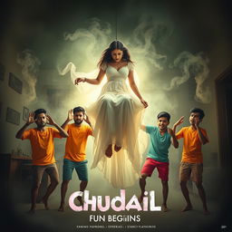 A cinematic horror comedy film poster titled 'Chudail Fun Begins'