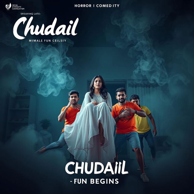 A cinematic horror comedy film poster titled 'Chudail Fun Begins'