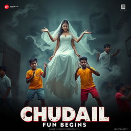 A cinematic horror comedy film poster titled 'Chudail Fun Begins'