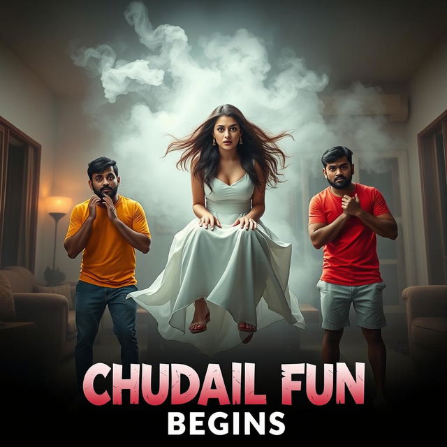 A cinematic horror comedy film poster titled 'CHUDAIL FUN BEGINS'