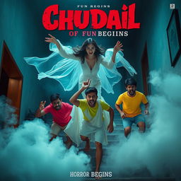 A cinematic horror-comedy film poster titled 'Chudail Fun Begins'