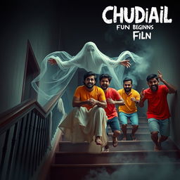 A cinematic horror-comedy film poster titled 'Chudail Fun Begins'