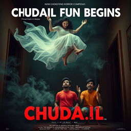 A cinematic horror comedy film poster titled 'Chudail Fun Begins'