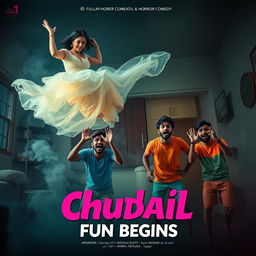 A cinematic horror comedy film poster titled 'Chudail Fun Begins'