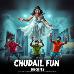 A cinematic horror comedy film poster titled 'Chudail Fun Begins'