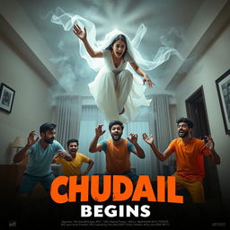 A cinematic horror comedy film poster titled 'Chudail Fun Begins'