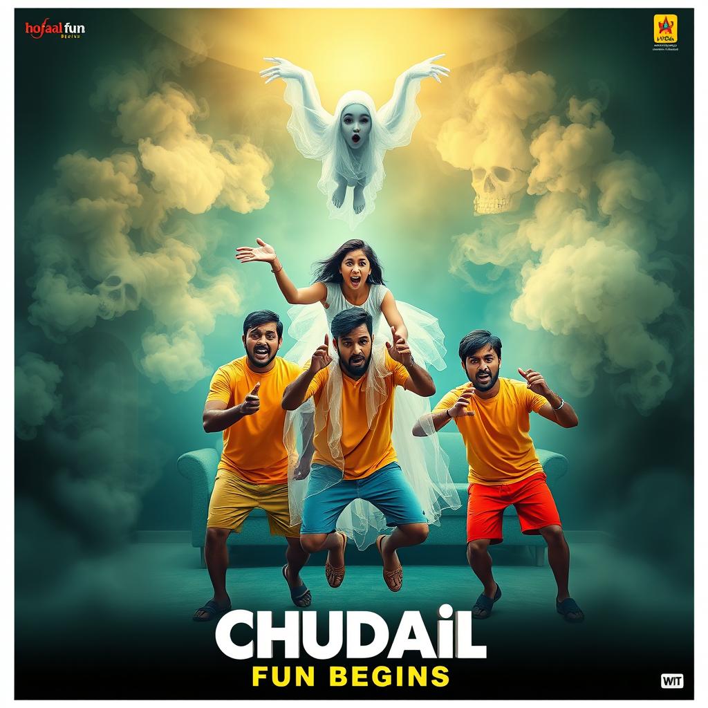 A cinematic horror comedy film poster titled 'Chudail Fun Begins'