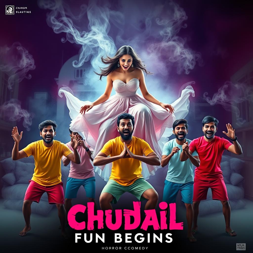 A cinematic horror comedy film poster titled 'Chudail Fun Begins'