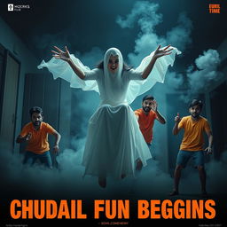 A cinematic horror comedy film poster titled 'CHUDAIL FUN BEGINS'