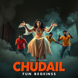 A cinematic horror comedy film poster titled 'CHUDAIL FUN BEGINS'