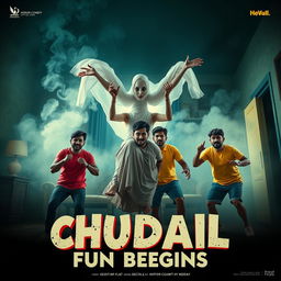 A cinematic horror comedy film poster titled 'CHUDAIL FUN BEGINS'