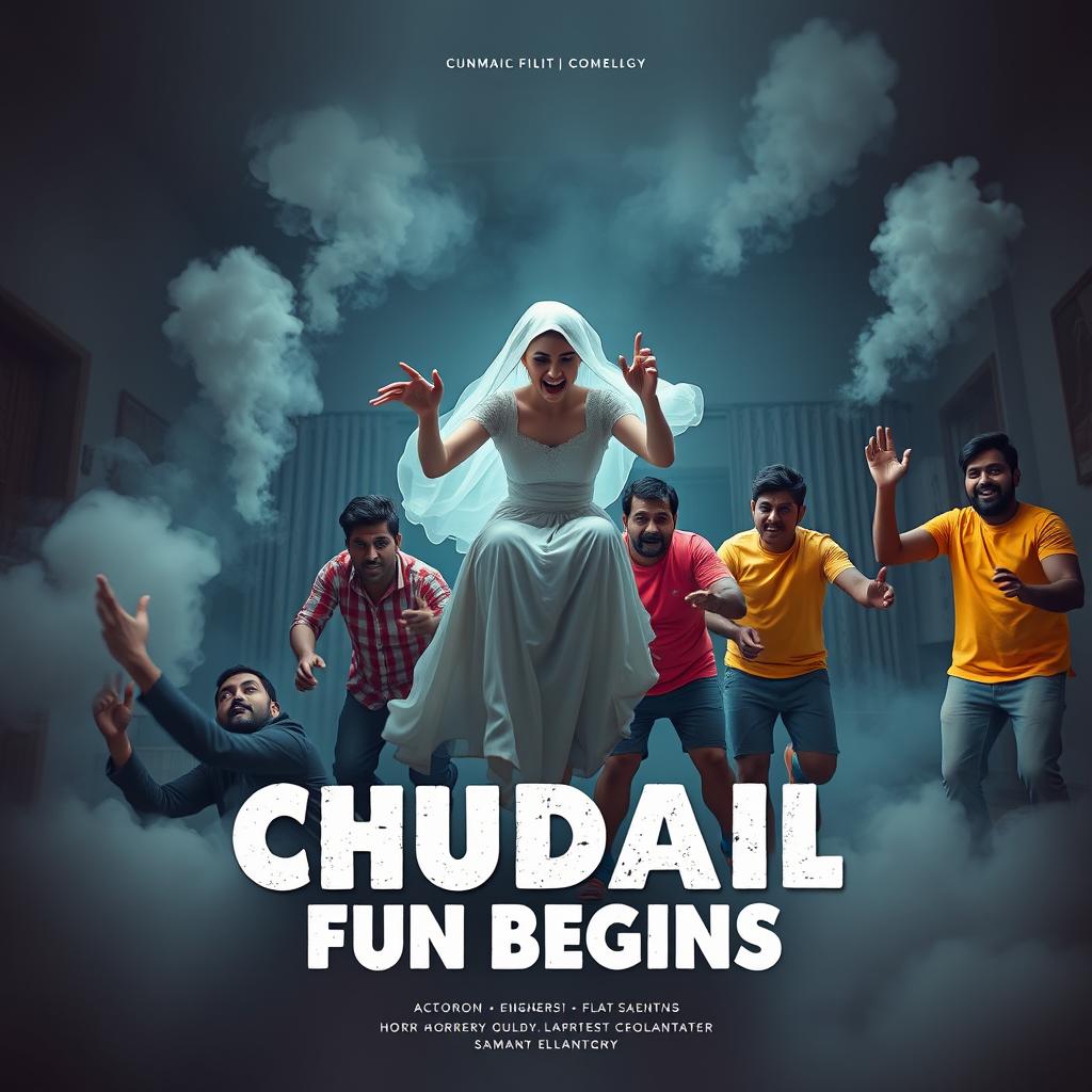 A cinematic horror comedy film poster titled 'CHUDAIL FUN BEGINS'