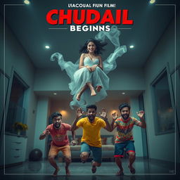 A cinematic horror comedy film poster titled 'CHUDAIL FUN BEGINS'