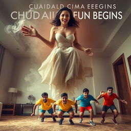 A cinematic horror comedy film poster titled 'CHUDAIL FUN BEGINS'