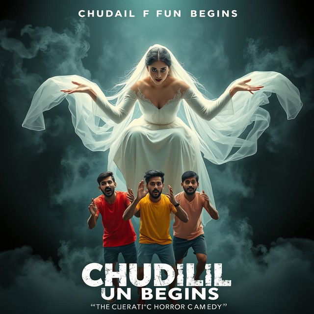 A cinematic horror comedy film poster titled 'CHUDAIL FUN BEGINS'