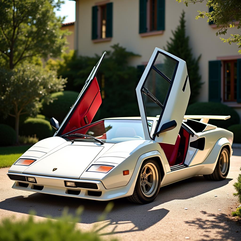 An iconic Lamborghini Countach, showcasing its legendary wedge-shaped design and distinctive scissor doors