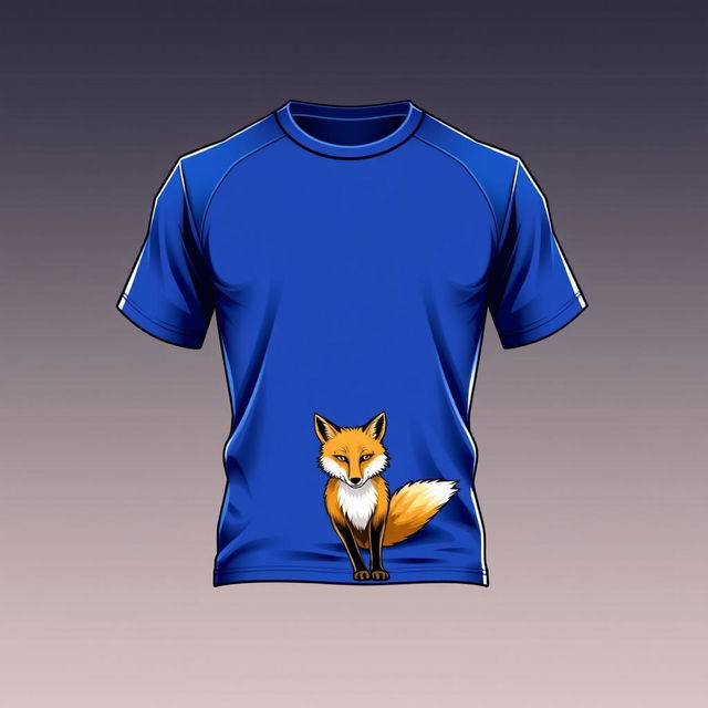 A vibrant volleyball shirt design featuring a golden fox at the bottom hem