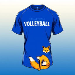 A vibrant volleyball shirt design featuring a golden fox at the bottom hem