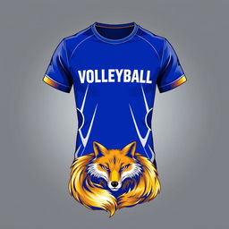 A dynamic volleyball shirt design featuring a striking golden fox at the bottom hem