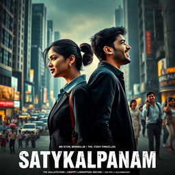 A cinematic action thriller film poster titled 'SATYKALPANAM'