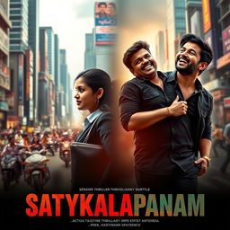 A cinematic action thriller film poster titled 'SATYKALPANAM'