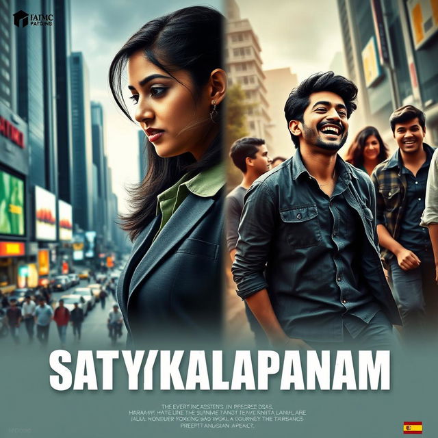 A cinematic action thriller film poster titled 'SATYKALPANAM'