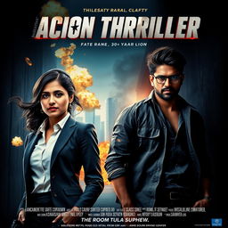 A cinematic action thriller film poster featuring a 30-year-old Indian woman and a 30-year-old Indian man, dramatically posed to showcase their parallel lives