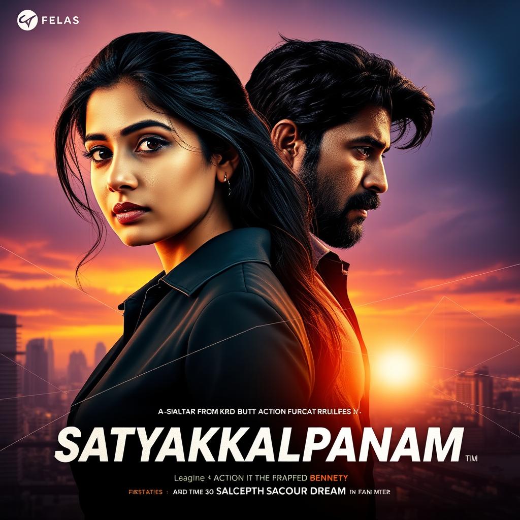 A cinematic action thriller film poster titled 'Satyakalpanam'