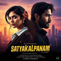 A cinematic action thriller film poster titled 'Satyakalpanam'