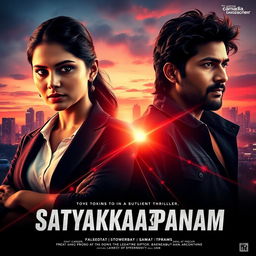 A cinematic action thriller film poster titled 'Satyakalpanam'