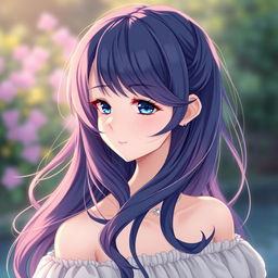 Rin's profile picture captures an enchanting mix of elegance and mystery, featuring long, flowing hair that cascades down her shoulders in soft waves