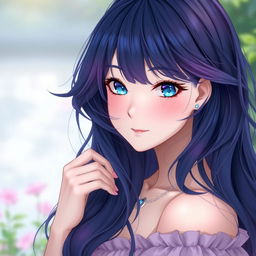 Rin's profile picture captures an enchanting mix of elegance and mystery, featuring long, flowing hair that cascades down her shoulders in soft waves