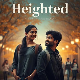 A cinematic film poster for a college love story titled 'Heighted'