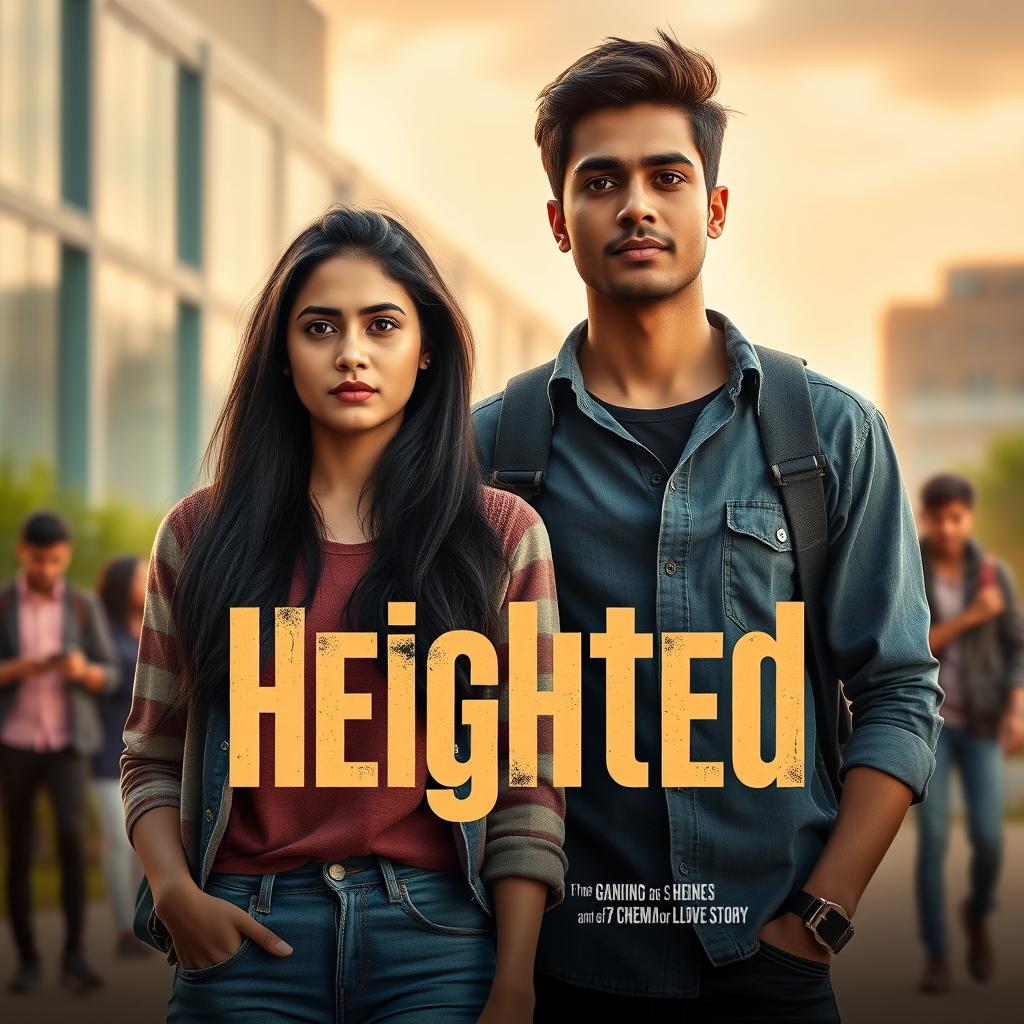 A cinematic college love story film poster titled 'Heighted'