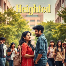 A cinematic college love story film poster named 'Heighted'