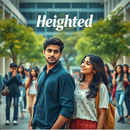 A cinematic college love story film poster named 'Heighted'